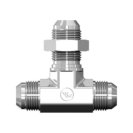 World Wide Fittings Male JIC to Male JIC to Male JIC Bulkhead Tube Tee - With Locknut F5725X16X16X16LN